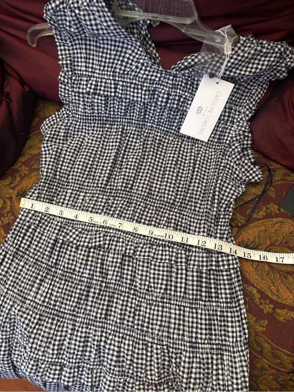 CAROLINE CONSTAS Black and White Gingham Maxi Dress | Sizes S - Picture 11 of 12